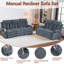 Ensemble de canapé inclinable manuel, 2 pièces de meubles de salon inclinables avec porte-gobelets pour cinéma maison, bureau (bleu, canapé + causeuse)-2099473105