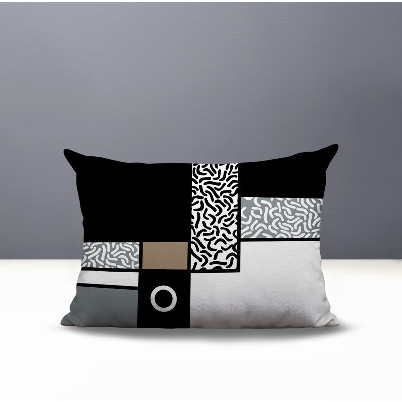 Coussin lombaire réversible intérieur / extérieur Plexa, Rectangle H 18 po x l 25 po, Noir