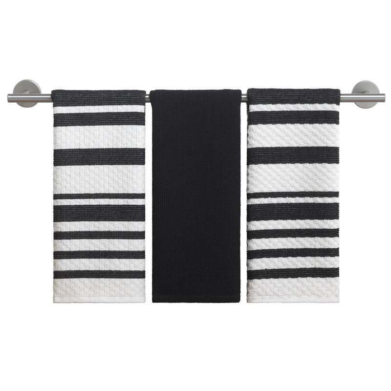 Izod Essex 3-Piece Kitchen Towel Set, Black