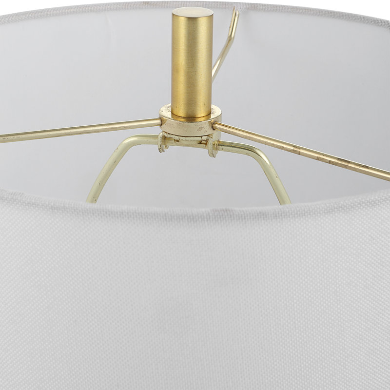 Brushed Gold Table Lamp with White Drum Shade