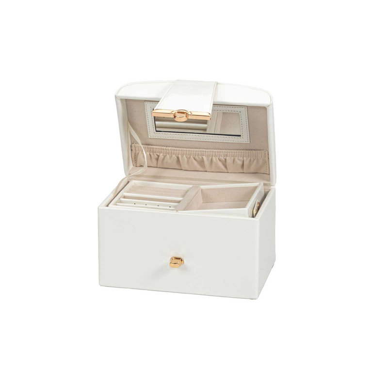 White Patent Faux Leather Jewellery Box +