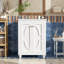 Meuble-lavabo moderne avec motif elliptique orné et charnières à fermeture en douceur