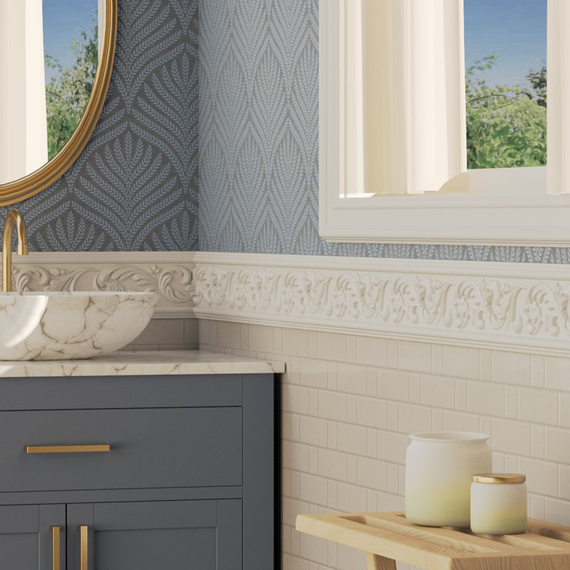 94.5" White Polyurethane Decorative Chair Rail Moulding