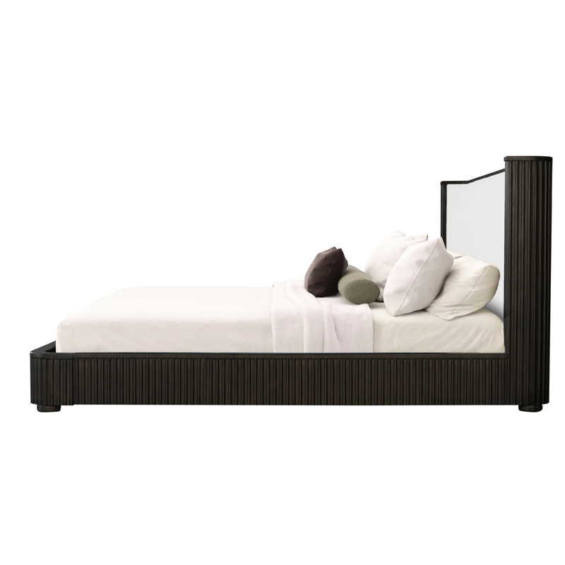 Lit pour grand lit fini avec tissu - Système de lattes de tête de lit rembourrées et stables avec matelas à lattes de 8 à 10 pouces, densité de mousse D18 avec rembourrage, construction robuste et confortable, limite de poids de 660 lb