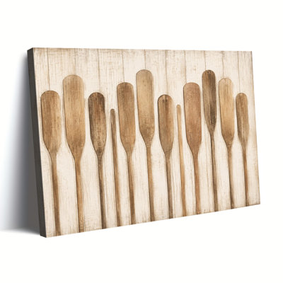 Vintage Wooden Oars Farmhouse Minimalist Canvas Art, Wrapped Canvas, Ready to Hang