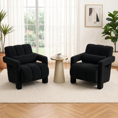 28'' Wide Upholstered Teddy Accent Chair with Arm Set of 2
