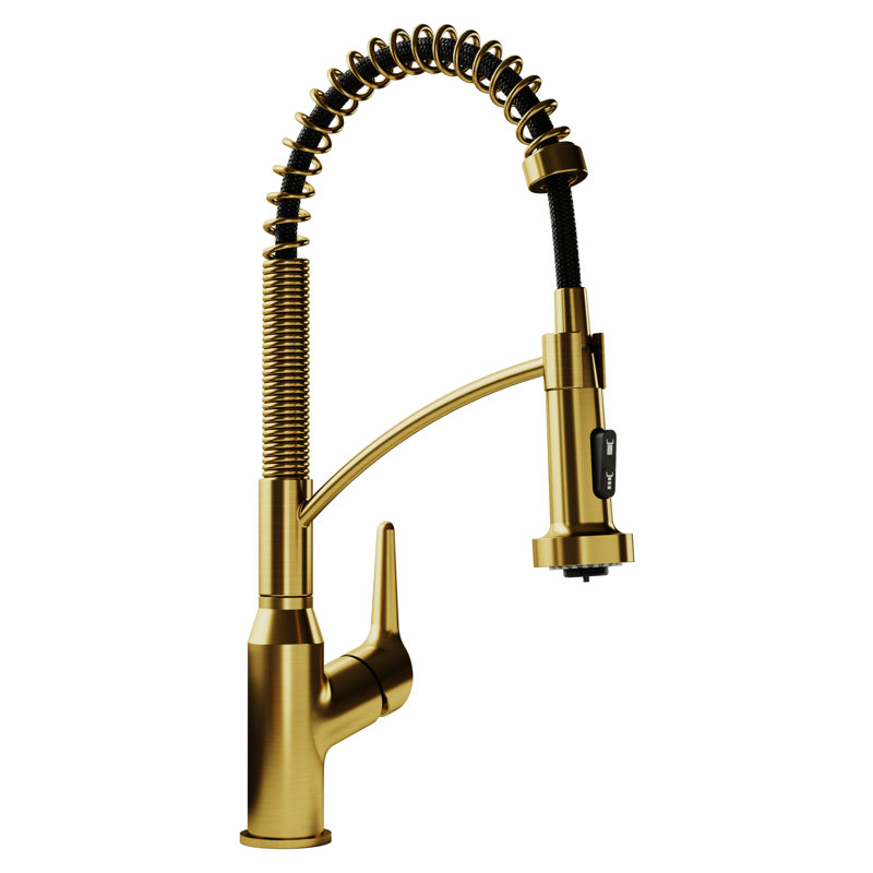 Karran Scottsdale Single-Handle Pull-Down Sprayer Kitchen Faucet, Gold