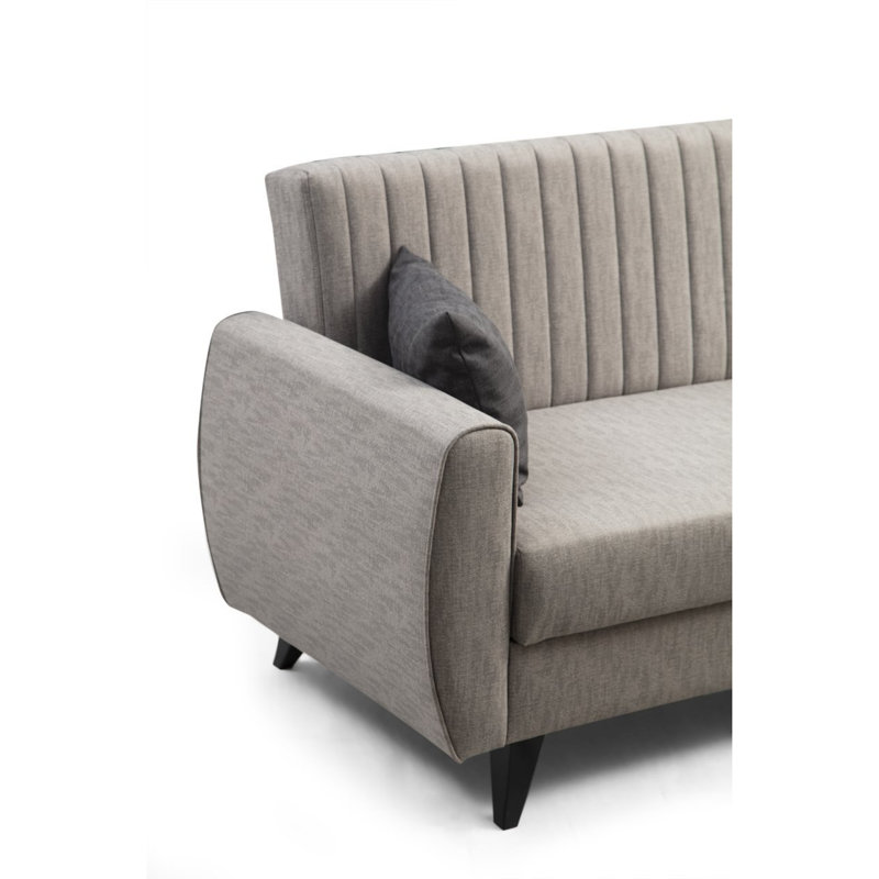 Stylish Corner Sofa-Bed, Light Grey Linen Textured Polyester, 87.8 x 33.9 x 51.2 inches | Durable Metal/Wood Frame, 26 DNS Sponge Seat, 22 DNS Back | Perfect for Small Spaces & Modern Living Rooms, Convertible Design