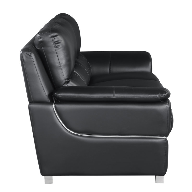 Canapé en cuir véritable, Cuir noir