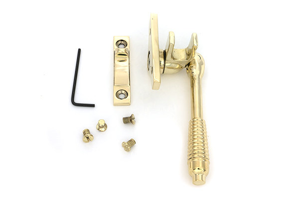 Reeded Night-Vent Locking Fastener (Steel Window), Polished Brass