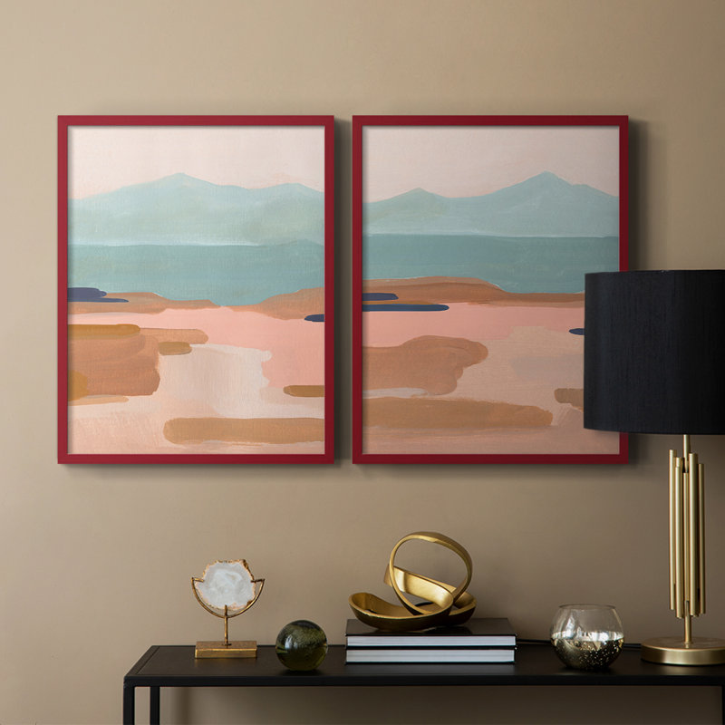 «Desert Sunrise I», reproduction encadrée de qualité supérieure - prête à être accrochée - aucun clou requis - aucun clou requis
