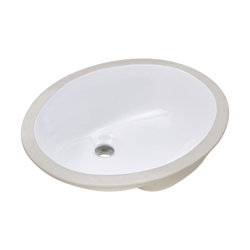 Lavabo de salle de bain ovale encastré en céramique avec trop-plein Rhyth Series, Blanc