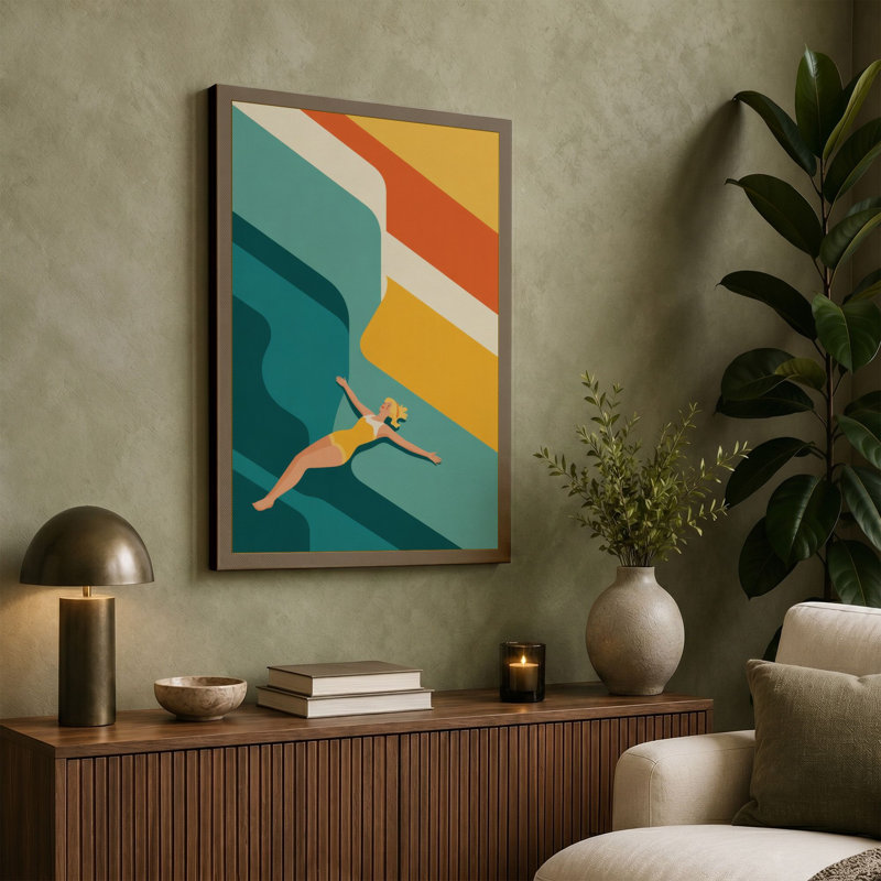 Diving Through Summer Modern - Wrapped Canvas, 36x24 - 91.4 x 61.0 cm, Sage Border