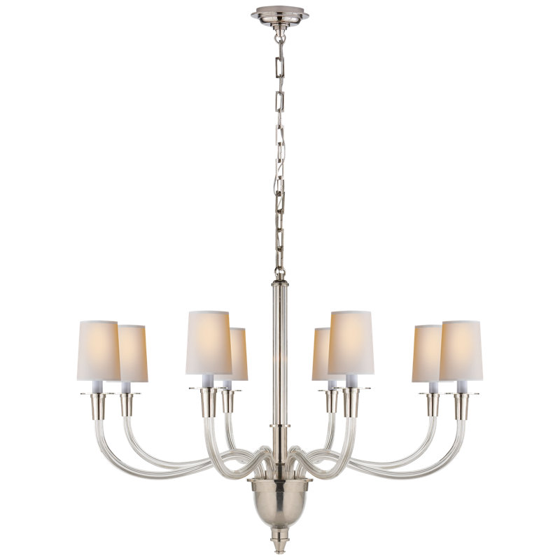 Thomas O'Brien Vivian Large One-Tier Chandelier, Polished Nickel, Fabric