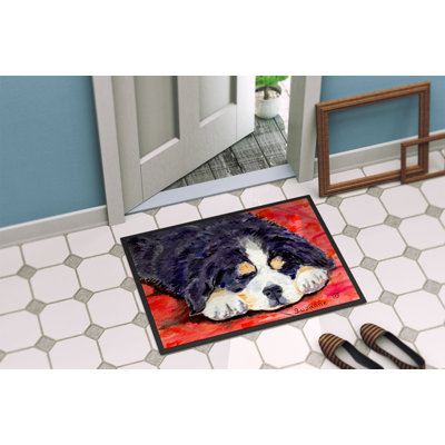 Tapis de porte intérieur rectangulaire anti-dérapant bouvier bernois mountain dog