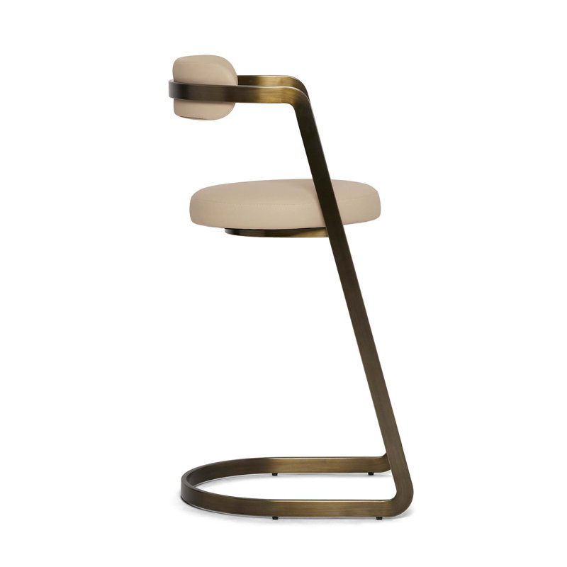 Baldwin Stool, Counter Stool (26" Seat Height), Cream Latte Seat/Antique Bronze Frame