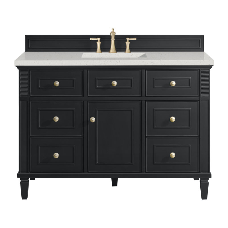 Lorelai 48'' W Single Vanity, Black Onyx, Lime Delight Quartz, 8" Widespread
