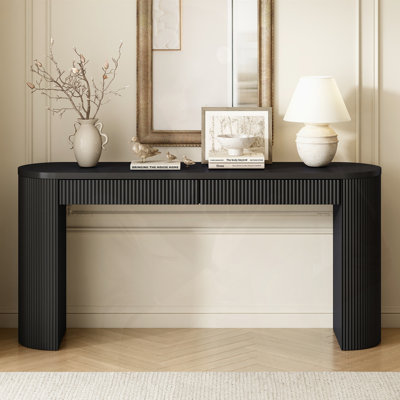 Console avec pieds rayés robustes et arqués