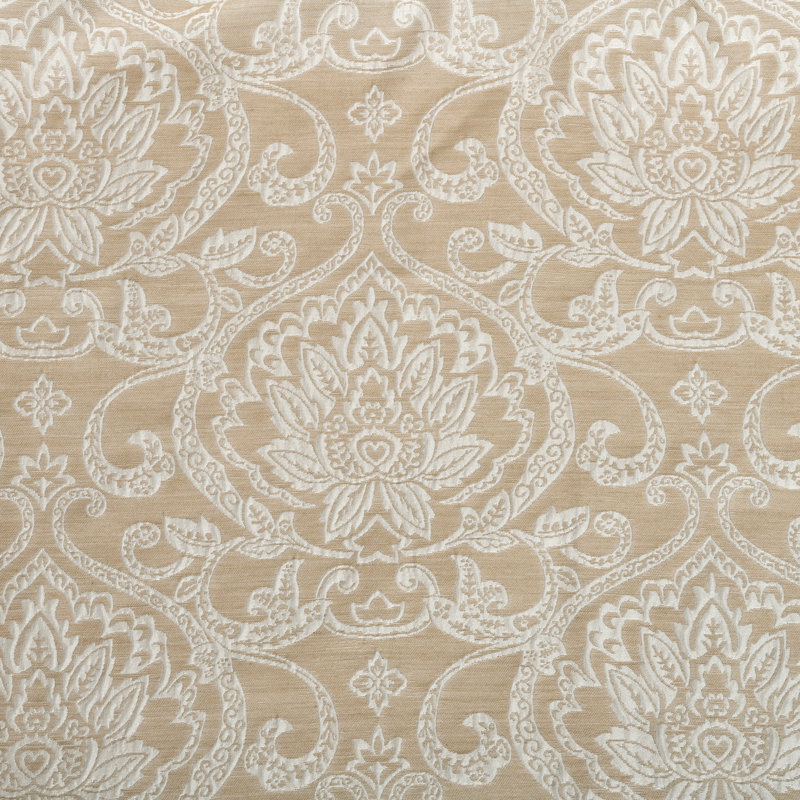 HausHome Jacquard Damask Semi-Sheer Grommet Curtain Panels, Linen, 52" x 63"
