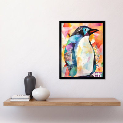 Polygon Colour Penguin 1 Piece Single Picture Frame Wall Art