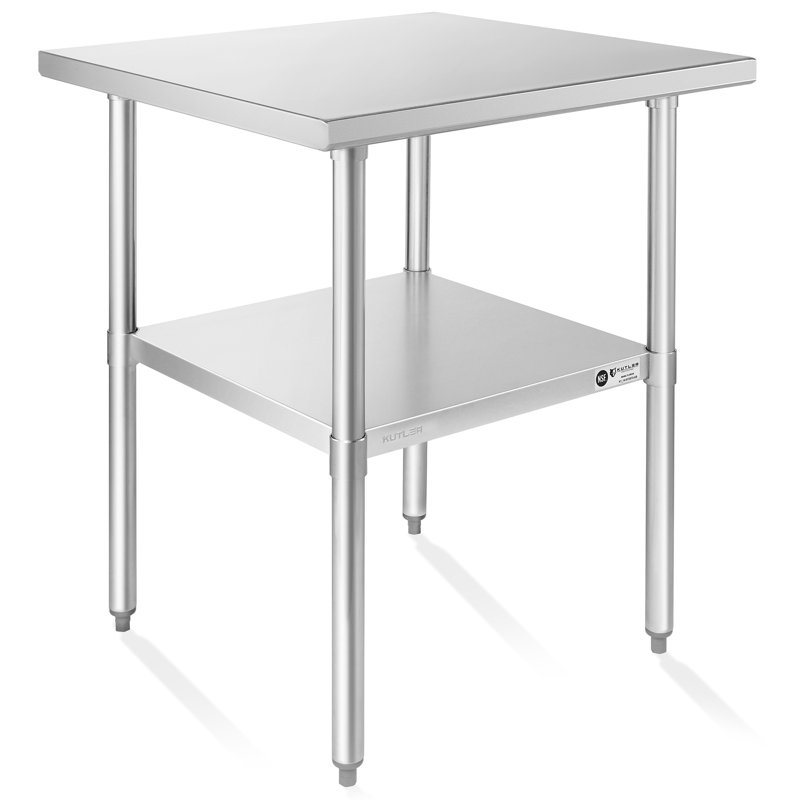 KUTLER 34.5" Stainless Steel Commercial Kitchen Prep Table with Undershelf