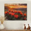 Cactus en fleurs au coucher du soleil II - Décoration murale en bois de cactus floral - sur bois de pin naturel-1668623337