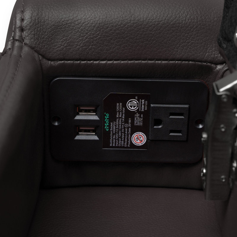 Fauteuil de cinéma inclinable électrique en similicuir de 36 po Vannatta, Similicuir brun