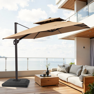Parasol rectangulaire en porte-à-faux 11 pi x 9 pi avec base robuste