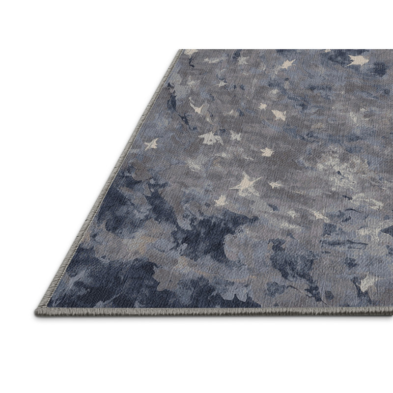 Machine Washable Gray Area Rug, Rectangle 7' x 9'