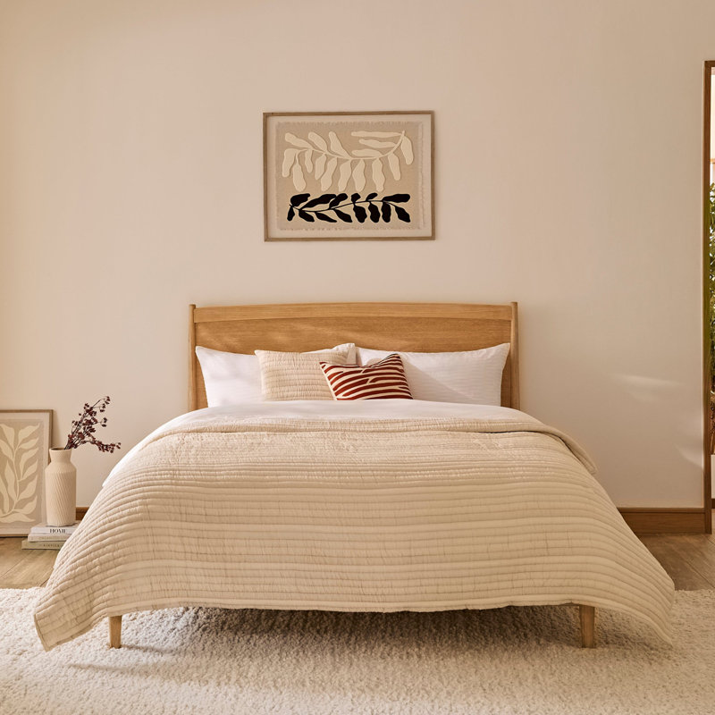 Wooden Bed, Whitewash Oak, European King (160 x 200 cm)