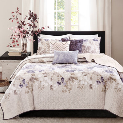 Literie 6 pièces, très grand / très grand, bleu, motif floral à l'aquarelle, texture réversible à lisse, microfibre, pièce de courtepointe très grande taille, impression thématique, décoration