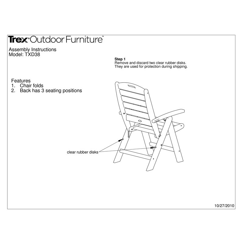 TREX Outdoors Yacht Club Highback 7-Piece Dining Set, Black