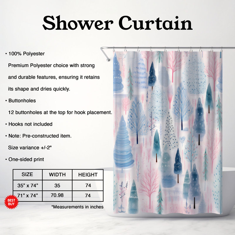 Pink Thicket - Premium Shower Curtain, 74"H x 71"W
