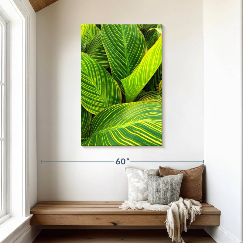 Harnek à feuilles vertes rayées, H 45 po x l 30 po