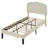 Beige Velvet Upholstered Platform Twin Size Bed Frame with LED Headboard, Adjustable Tufted Modern Bed with USB & Type-C Charging Ports, Storage & Noise-Free Slats-1425249094-1425249092