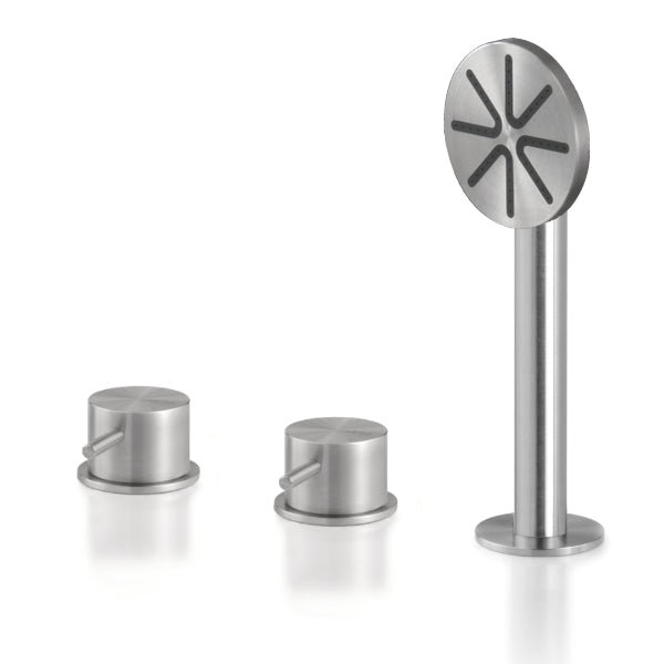 Acquaco Linki Loop Deck Mount Valve Trim with Mixer with Hand Shower, Satin Black PVD