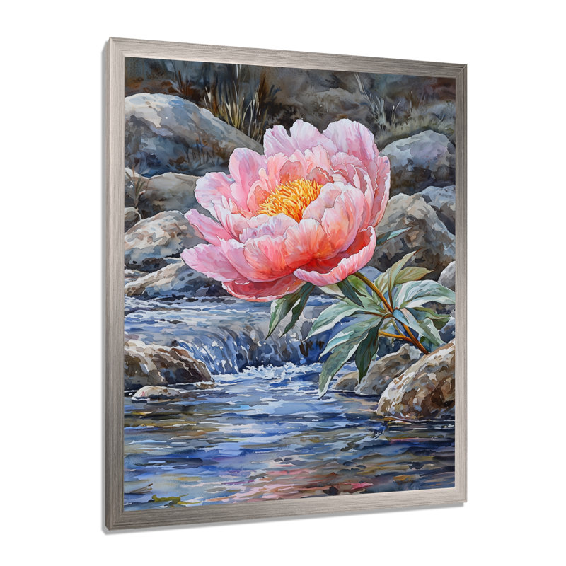 Gladis - impressions murales florales, Argent argent, H 20 po x l 12 po, Reproduction encadrée d'une seule photo
