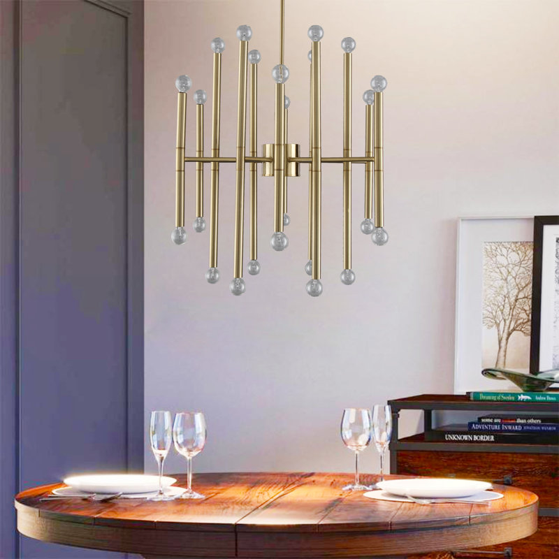 Kamaran 24 - Light Dimmable Sputnik Sculptural Glow Chandelier Hallway or Dining Room Low Voltage, Gold