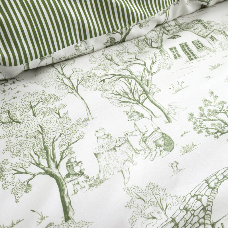 Woodland Toile Cotton Blend Geometric Duvet Cover Set, Double Bed (200 x 200 cm)