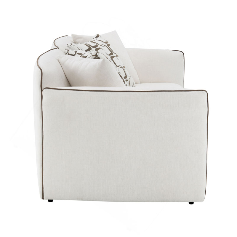 Yolanda Beige Chenille Loveseat W/4 Pillows