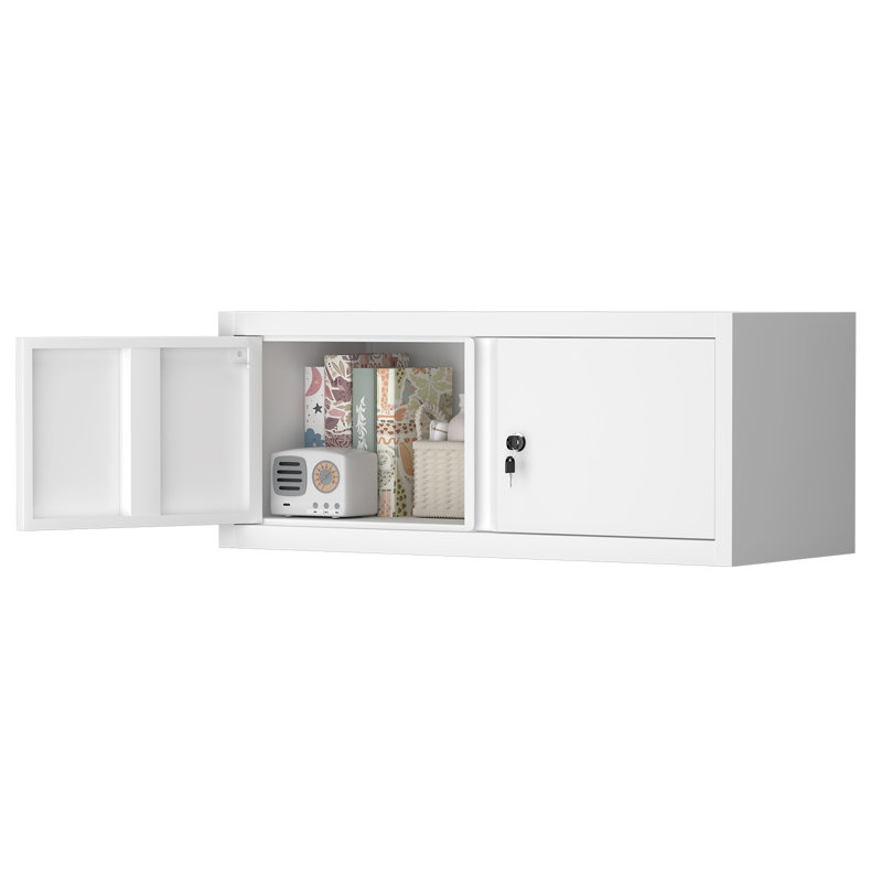 Metal Storage Cabinet,Garage Wall Mounted Storage Cabinet With Locking Doors,Steel Hanging Cabinets For Home Office,Warehouse,Bathroom,Kitchen,White,12.8''H