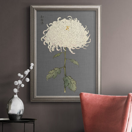 Dramatic Ivory Mums II Premium Framed Canvas- Ready To Hang