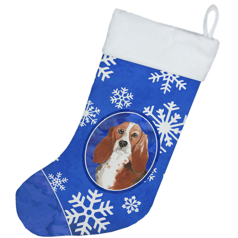 Chaussette de noël winter flocons de noël, Basset hound