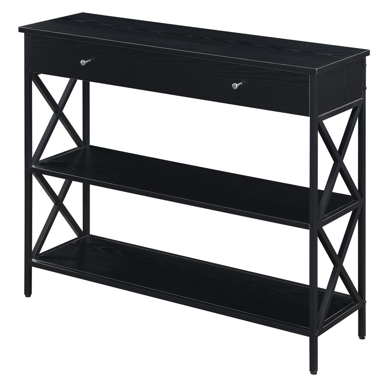 Console noire 39,5 po Adreyan, Plateau noir / base noire, H 31,5 po x l 39,5 po x P 12 po