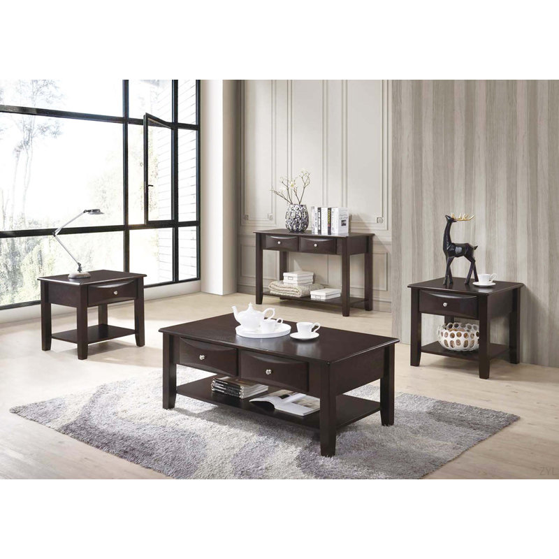 Ensemble de tables d'appoint et de table de bout espresso