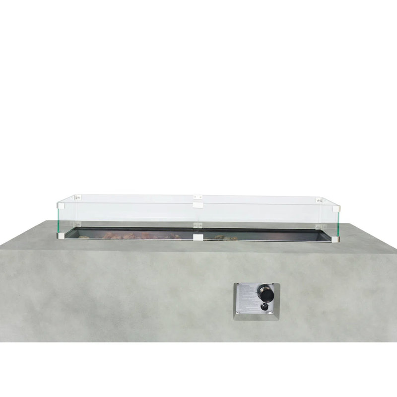 Table de foyer d'extérieur au propane moderne de conception moderne en béton renforcé de fibres, 50 000 (42 po), allumage par bouton-poussoir, table en béton Lava For Atmosphere, 60 000 (56 po), visuels de flamme,