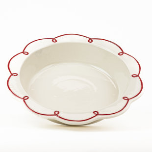 10 Strawberry Street White With Red Swirl Pie Dish