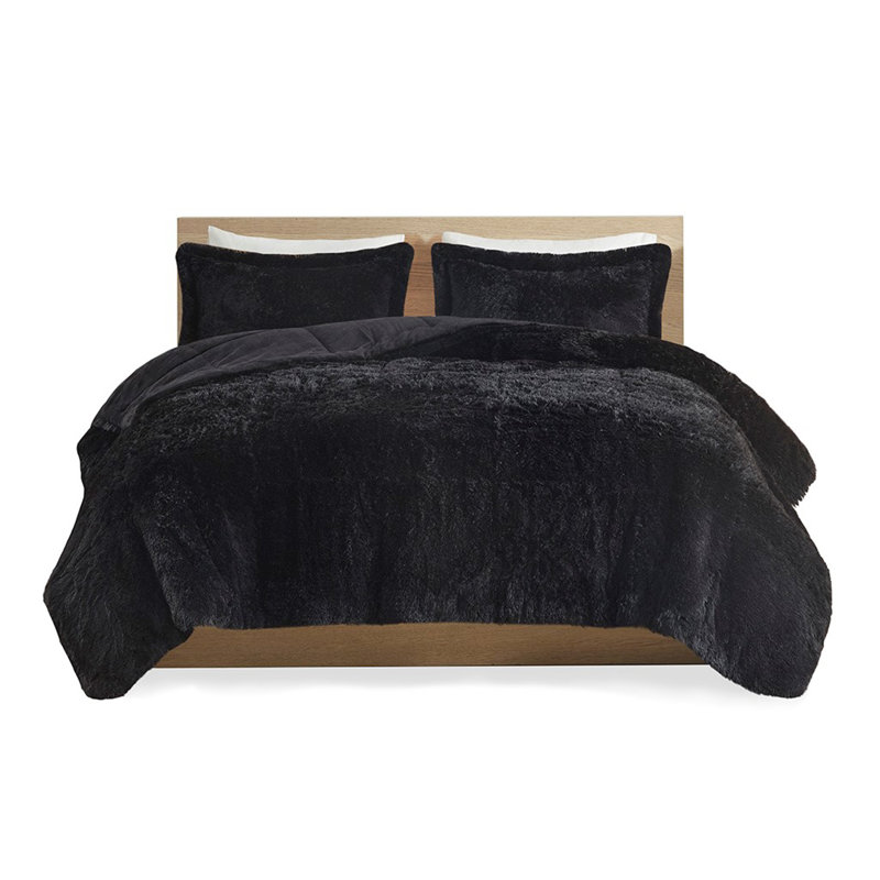King/Cal King Shaggy Long Fur Comforter Mini Set