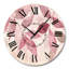 Horloge murale en métal ronde silencieuse avec motif de feuilles roses - Horloge murale botanique silencieuse-1525987539