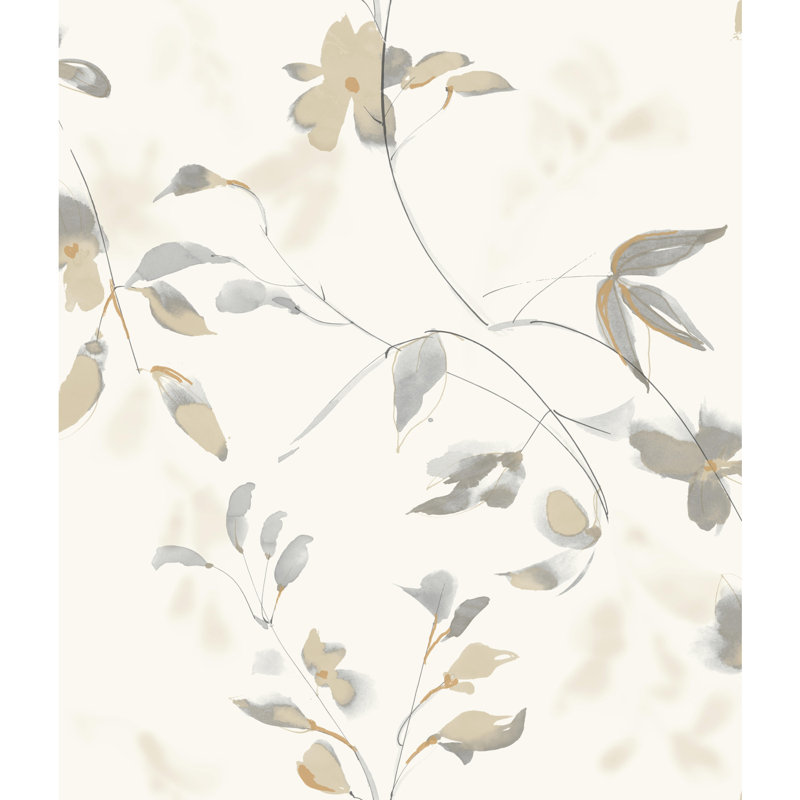 Floral Peel & Stick Wallpaper Roll, Soft Brown